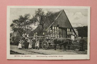 Postcard PC Bethel near Bielefeld 1918 Summer Trip epileptic children Town architecture NRW